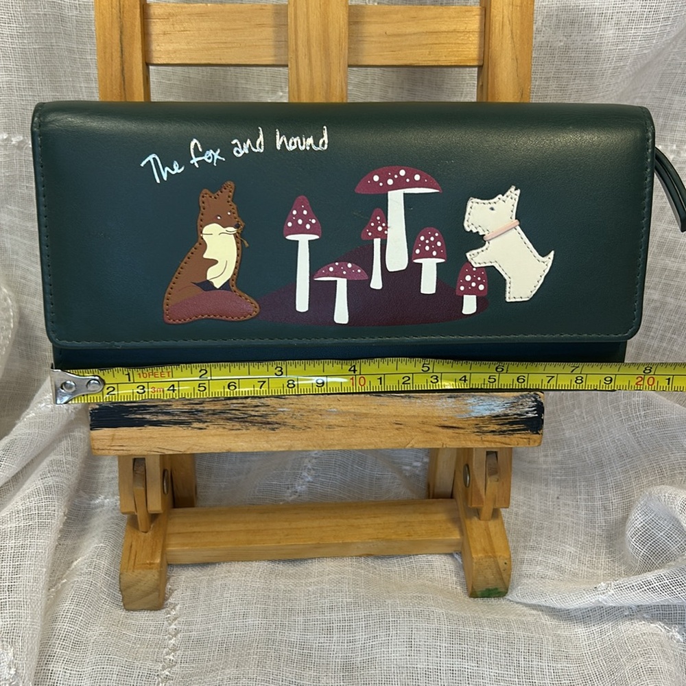 NWT Radley London Leather Green Wallet Fox and Hound Design - Picture 6 of 14